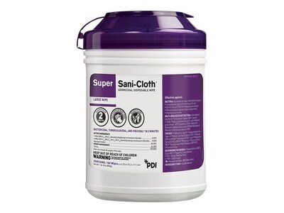 Sani PDI Super Sani-Cloth Disinfecting Wipers, White, 160 Wipers/Canister, 12 Canisters/Carton (Q55172)