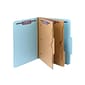 Smead Pressboard Classification Folders with SafeSHIELD Fasteners, 2" Expansion, Letter Size, 2 Dividers, Blue, 10/Box (14081)
