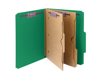 Smead Pressboard Classification Folders with SafeSHIELD Fasteners, 2 Expansion, Letter Size, 2 Divi