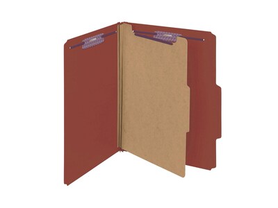 Smead Pressboard Classification Folders, 2" Expansion, Letter Size, 1 Divider, Red, 10/Box (13775)