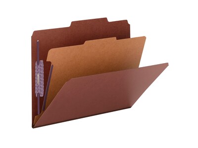 Smead Pressboard Classification Folders, 2" Expansion, Letter Size, 1 Divider, Red, 10/Box (13775)