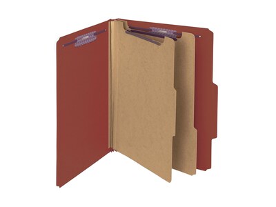 Smead Pressboard Classification Folders, 2" Expansion, Letter Size, 2 Dividers, Red, 10/Box (14075)