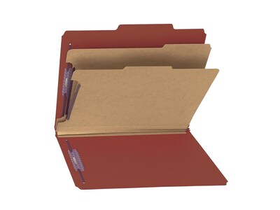 Smead Pressboard Classification Folders, 2" Expansion, Letter Size, 2 Dividers, Red, 10/Box (14075)