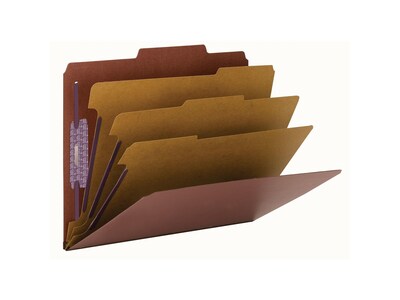 Smead Pressboard Classification Folders, 3" Expansion, Letter Size, 3 Dividers, Red, 10/Box (14092)