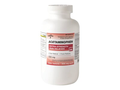 Medline Extra Strength 500 Milligrams Acetaminophen Pain Reliever Tablet, 1000/Bottle (OTC20110)