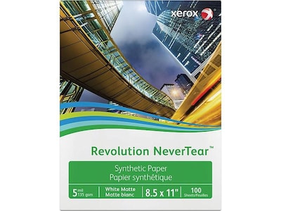 Xerox Revolution NeverTear Matte Presentation Paper, 8.5 x 11, 100 Sheets/Pack (3R20172)