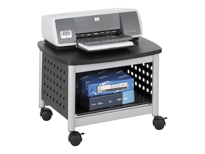 Safco Scoot Underdesk Metal Mobile Printer Stand with Lockable Wheels, Black/Silver (1855BL)