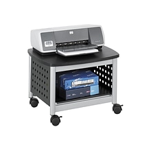 Safco Scoot Underdesk Metal Mobile Printer Stand with Lockable Wheels, Black/Silver (1855BL)