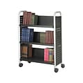 Safco Scoot 3-Shelf Metal Mobile Book Cart with Lockable Wheels, Black (5336BL)