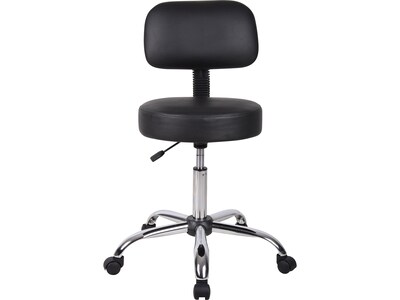 Boss Be Well Armless Medical Spa Professional Drafting Stool, Faux Leather, Black (B245-BK)