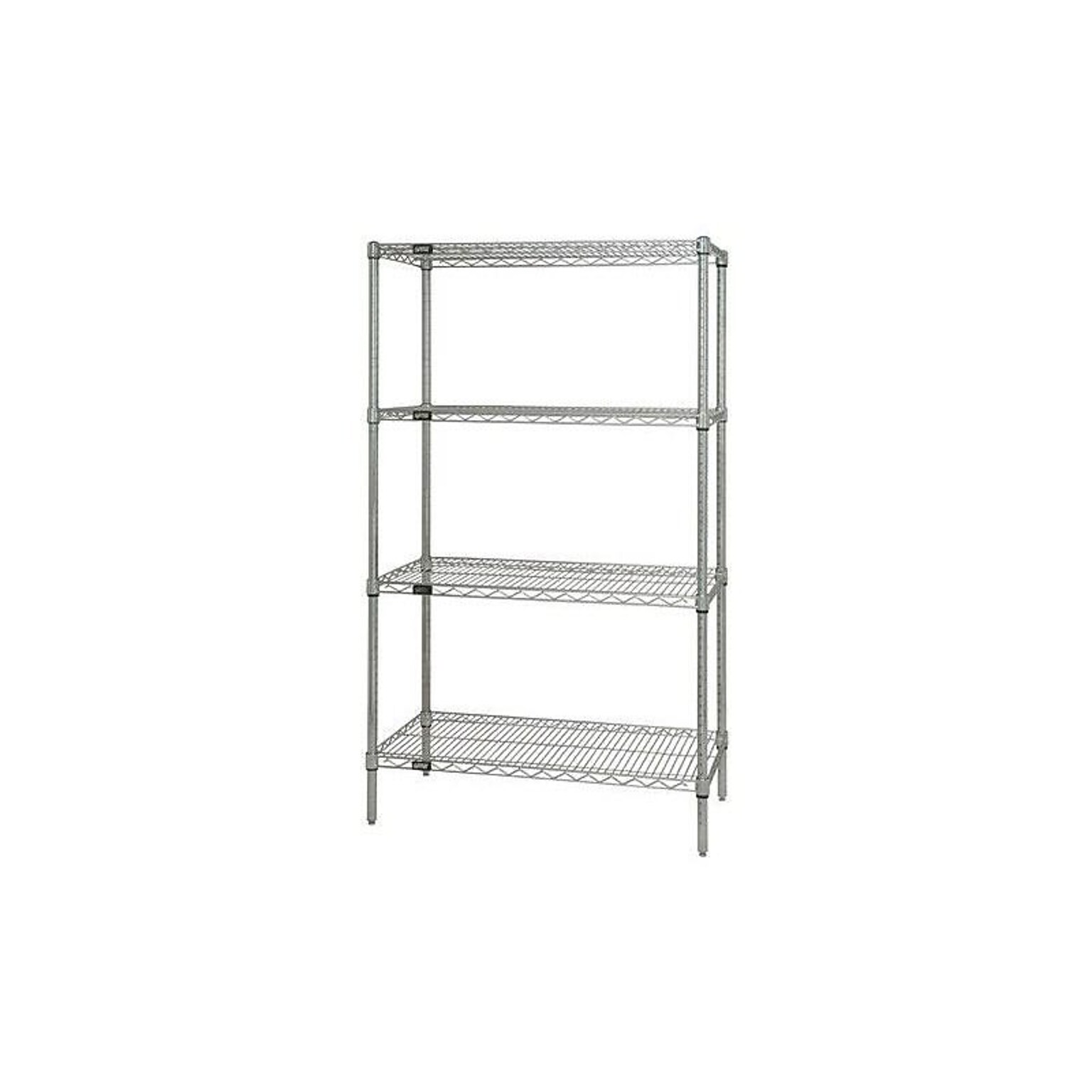 Quantum Shelving Starter Kit 4-Shelf Wire Unit, 48W, Chrome (WR74-2448C)