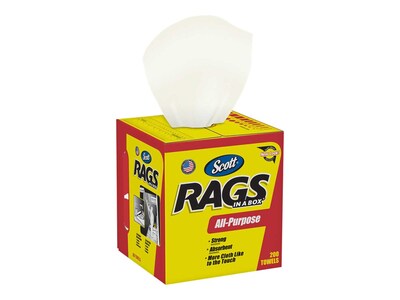 Scott In a Box Cellulose Rags, White, 200 Sheets/Box (75260)
