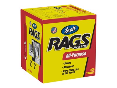 Scott In a Box Cellulose Rags, White, 200 Sheets/Box (75260)