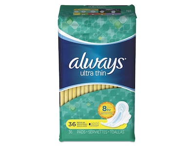 Always Ultra Thin Regular Pads with Wings, Unscented, 36/Pack, 6 Packs/Carton (PGC30656)