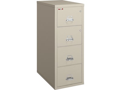 FireKing Classic 4-Drawer Vertical File Cabinet, Fire Resistant, Letter, Parchment, 31.56D (4-1831-