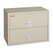 FireKing Classic 2-Drawer Lateral File Cabinet, Fire Resistant, Letter/Legal, Beige, 37.5W (2-3822-