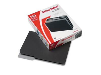 Pendaflex Interior File Folders, 1/3-Cut Tab, Letter Size, Black, 100/Box (PFX 4210 1/3 BLA)