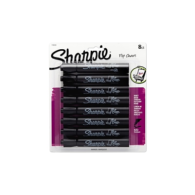 Sharpie Flip Chart Permanent Markers, Bullet Tip, Black, 8/Pack (1760445)