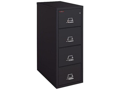 FireKing Classic 4-Drawer Vertical File Cabinet, Fire Resistant, Letter, Black, 31.56D  (4-1831-CBL