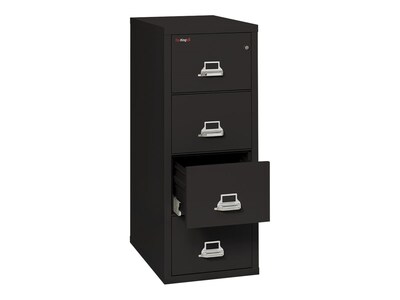 FireKing Classic 4-Drawer Vertical File Cabinet, Fire Resistant, Letter, Black, 31.56"D  (4-1831-CBL)