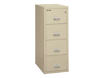 FireKing Classic 4-Drawer Vertical File Cabinet, Fire Resistant, Legal, Parchment, 31.56D (4-2131-C