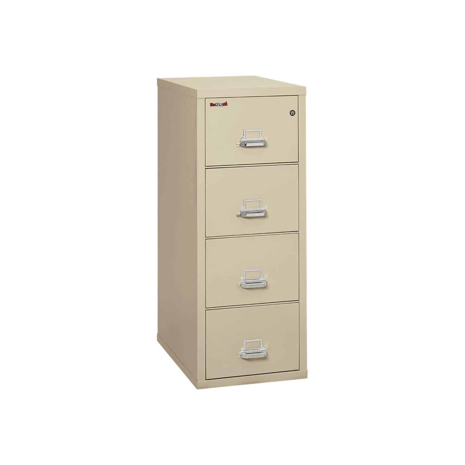 FireKing Classic 4-Drawer Vertical File Cabinet, Fire Resistant, Legal, Parchment, 31.56D (4-2131-CPA)