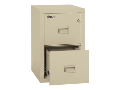 FireKing Turtle 22" 2-Drawer Vertical File Cabinet with Lock, Fire & Water Resistant, Letter/Legal, Parchment (2R1822-CPA)