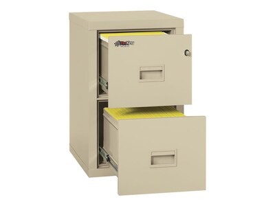 FireKing Turtle 22" 2-Drawer Vertical File Cabinet with Lock, Fire & Water Resistant, Letter/Legal, Parchment (2R1822-CPA)