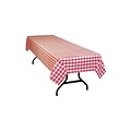 Table Mate Plaid 108L x 54W Plastic Table Covers, Red/White, 6/Pack (549rdg)