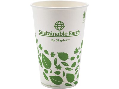 Sustainable Earth by Stes Hot Cups, 16 Oz., White, 300/Carton (SEB28991)