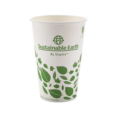 Sustainable Earth by Stes Hot Cups, 16 Oz., White, 300/Carton (SEB28991)