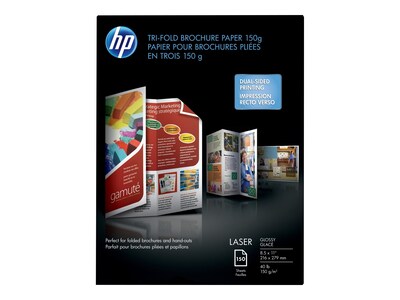 HP Tri-fold Glossy Brochure Paper, 8.5 x 11, 150 Sheets/Pack (Q6612A)