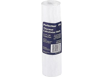 PM Company Perfection Thermal Cash Register/POS Rolls, 2 1/4 x 85, 3/Pack (05233)