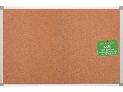 MasterVision Earth Cork Bulletin Board, Aluminum Frame, 4'H x 6'W (CA271790)