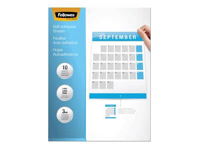 Fellowes Self-Adhesive Laminating Sheets, Letter Size, 9 x 12, 10/Pack (5221501)