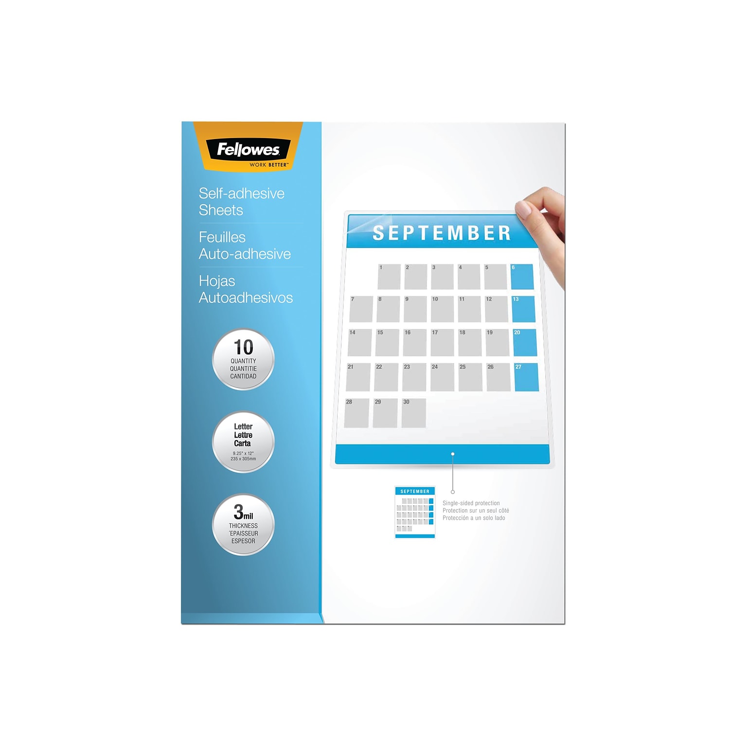 Fellowes Self-Adhesive Laminating Sheets, Letter Size, 9 x 12, 10/Pack (5221501)