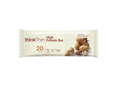 thinkThin Gluten Free Peanut Butter Protein Bar, 2.1 oz, 10/Box (70148)