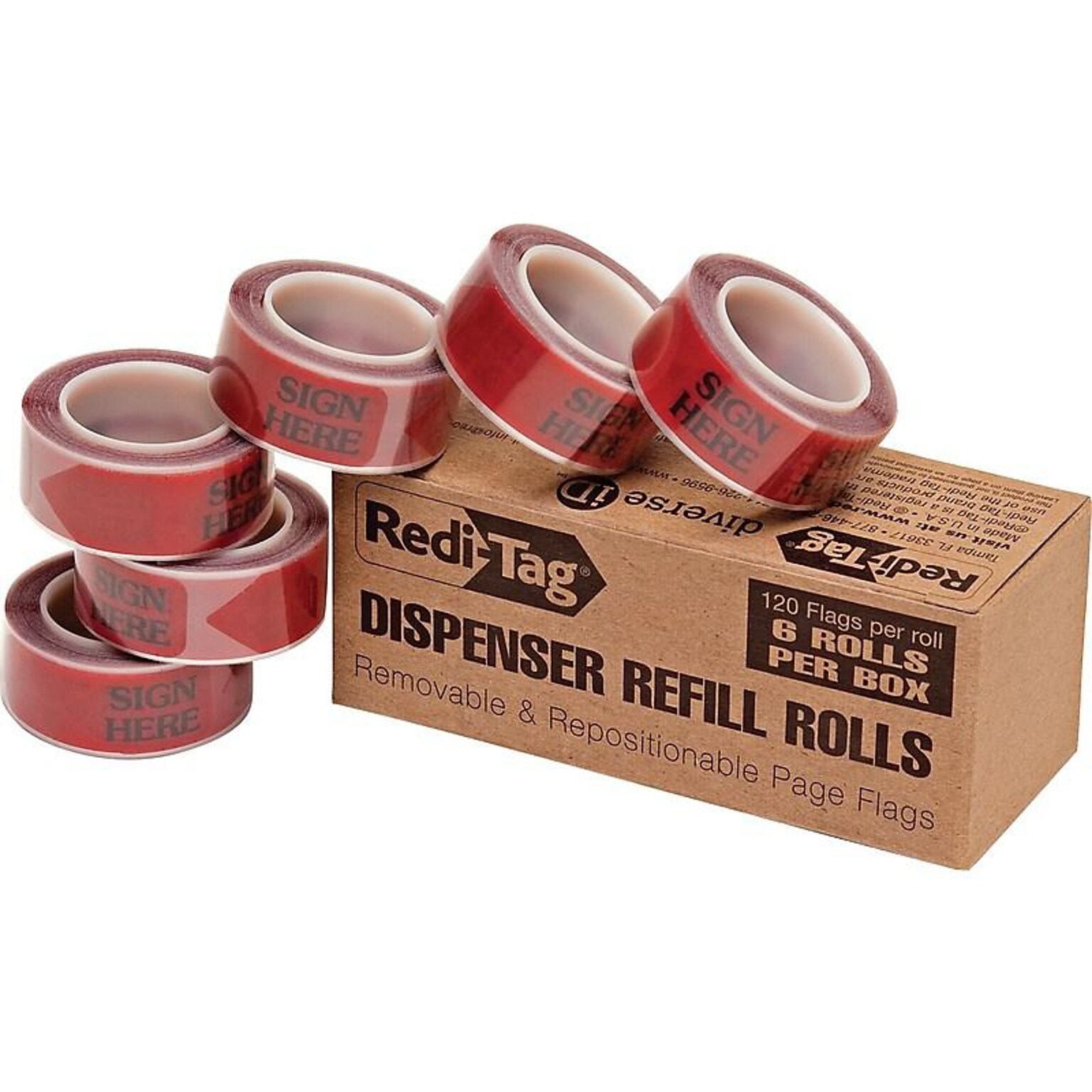 Redi-Tag Sign Here Flags, Red, 1.88 Wide, 720/Pack (91012)