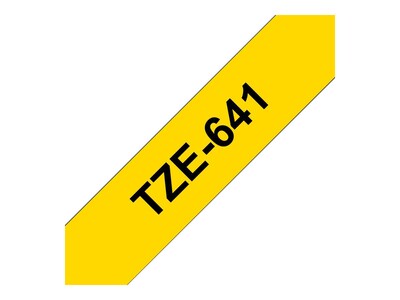 Brother P-touch TZe-641 Laminated Label Maker Tape, 3/4" x 26-2/10', Black On Yellow (TZe-641)