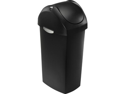 simplehuman Indoor Swing Lid Trash Can, Black Plastic, 16 Gal. (CW1333)