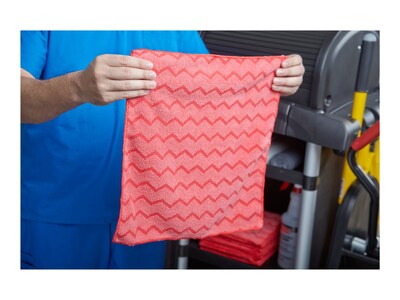Rubbermaid HYGEN Microfiber Cleaning Rags, 16" x 16", Red, 12 Rags/Pack (FGQ62000RD00)