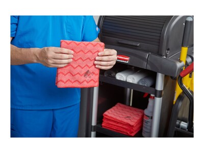 Rubbermaid HYGEN Microfiber Cleaning Rags, 16" x 16", Red, 12 Rags/Pack (FGQ62000RD00)