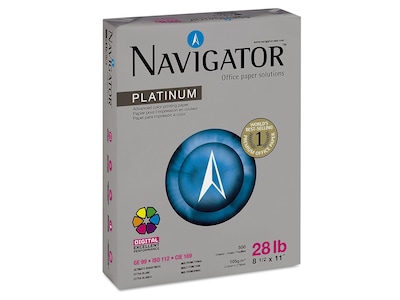 Navigator Platinum 8.5 x 11 Multipurpose Paper, 28 lbs., 99 Brightness, 500 Sheets/Ream (SNANPL112