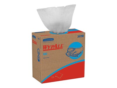 WypAll X60 HYDROKNIT Wipers, White, 126 Wipes/Pack, 10 Packs/Carton (34790)