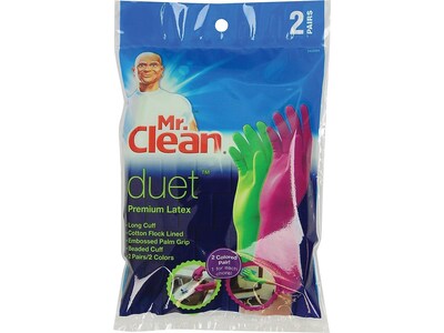 Mr. Clean Duet Latex Cleaning Gloves, L, 2/Pair (243094)