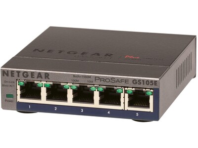 Netgear ProSafe 5-Port Gigabit Ethernet Smart Switch, Gray (GS105E-200NAS)