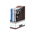 Bankers Box 12 x 4.25 x 9.63 Cardboard Magazine File, Woodgrain/White, Each (07223)