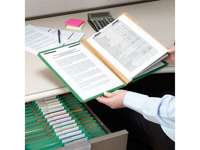 Smead Pressboard Classification Folders with SafeSHIELD Fasteners, 2" Expansion, Letter Size, 2 Dividers, Green, 10/Box (14033)