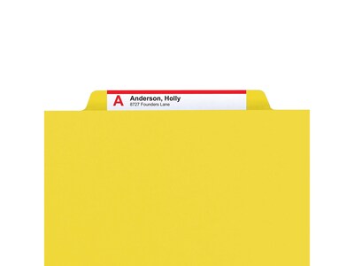 Smead Pressboard Classification Folders with SafeSHIELD Fasteners, 2" Expansion, Letter Size, 2 Dividers, Yellow, 10/Box (14034)