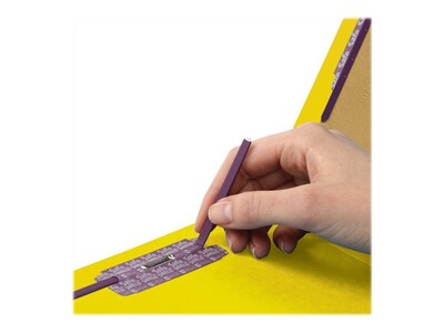 Smead Pressboard Classification Folders with SafeSHIELD Fasteners, 2" Expansion, Letter Size, 2 Dividers, Yellow, 10/Box (14034)